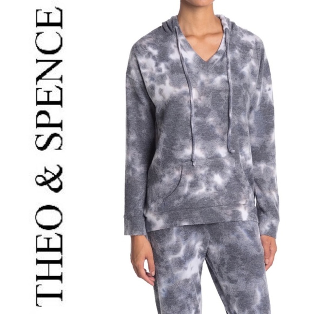Theo & Spence Gray Tie-Dye Women's Hoodie SzL - Picture 2 of 8